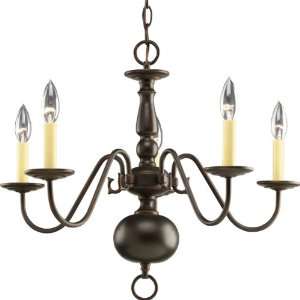 Light Americana Chandelier with Delicate Arms and Decorative Center 