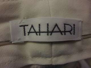 TAHARI Ivory Cotton Flared Pants Slacks Trousers Sz 4  