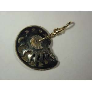 14ct Gold Fill Wire Wrapped Iron Pyrite Fools Gold Ammonite Pendant 