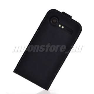 COW SKIN LEATHER FLIP POUCH CASE COVER + SCREEN FOR HTC INCREDIBLE S 