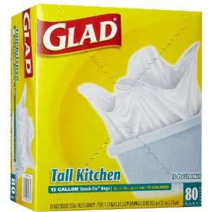  Glad Tall Kitchen Quick Tie White 80ct, 13 Gal: Health 