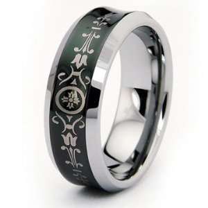   Laser Engraved William Morris Designs Tungsten Carbide Ring Jewelry