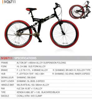   Innovative Hybrid Alloy Chainless Bicycle, Shimano, 26 Wheel, 3 Speed