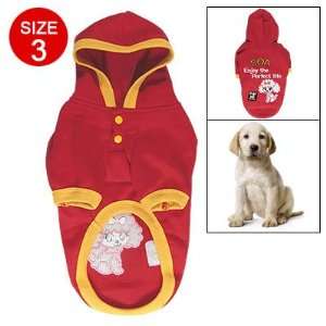   Cute Dog Printed Red Warm Hooded Apparel Sz 3 for Puppy