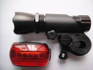 7W Flashlight Torch LED Bulb Bike Bicycle +Rear Light  