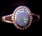 Vintage 9ct Gold & Natural Multicolour Solitaire Opal Ring. Size. O
