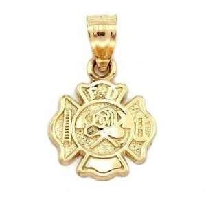  Firefighter Maltese Cross Charm 14k Gold 13mm: Jewelry