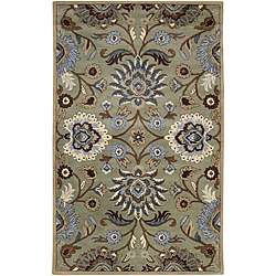 Hand tufted Floral Green Wool Rug (3 x 5)  