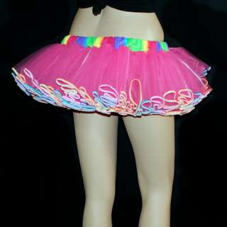 Baby Pink NEON Micro Mini Rainbow Rave Adult TuTu Skirt  