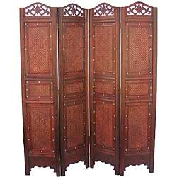 Phat Tommy Woven Bamboo 4 panel Decorative Room Divider Screen 