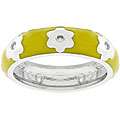 White Gold plated Yellow Cubic Zirconia Flower Ring