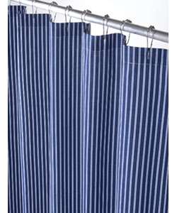 Blue and White Thin Stripe Canvas Shower Curtain  