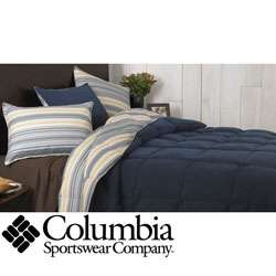 Columbia Tacoma Blue 3 piece Down Alternative Comforter and Sham Set 