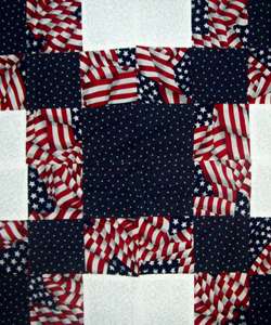 American Flag Nine Patch Fabric Kit 24 Quilt Blocks  