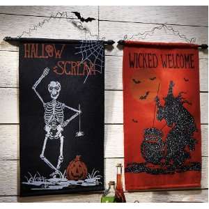 Spooky Skeleton & Witch Halloween Wall Banners by Collections Etc 