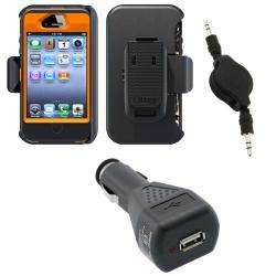 Otter Box Orange Camo Case/ Audio Cable/ Charger for Apple iPhone 4S 