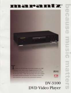 Marantz DV 3100 DVD Player Brochure  