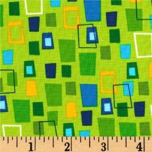  44 Wide Animal Party Too! Rectangles Green Fabric By The 