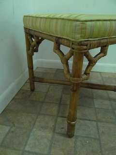 vintage regency rattan bamboo foot stool Ottoman hassock C  