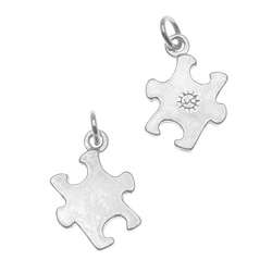 Silverplated Autism Awareness Puzzle Piece Charms (Set of 2)