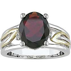 10k Gold and Silver Garnet Ring  