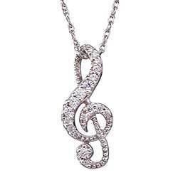 Sterling Silver 1/5ct TDW Diamond Music Note Necklace  