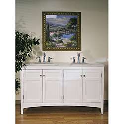 Marble Top White 60 inch Double Sink Vanity  