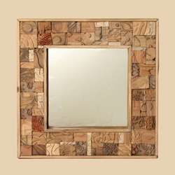Reclaimed Wood Natural Finish Block Mirror (India)  