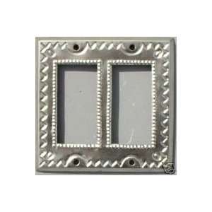  Punched Tin Double Rocker Switch Plate Silver Color
