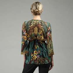 Sienna Rose Womens Batik Print Bead Blouse  