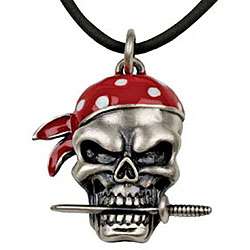Pewter Pirate Skull and Dagger Necklace  Overstock