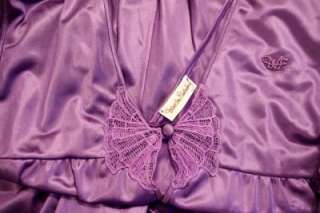   80s Diane von Furstenberg Purple Liquid Satin Nylon Nightgown L  lace