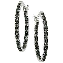 10k Gold 1/4ct TDW Black Diamond Hoop Earrings  Overstock