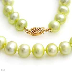 Fashionable Necklace With Genuine 8.5mm Freshwater Pearls in Solid 14K 