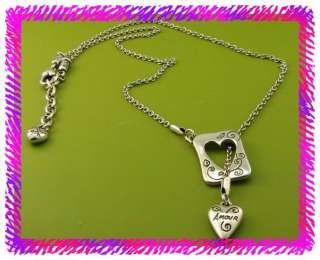 BRIGHTON Silver AMOUR HEART Long Necklace NWotag  
