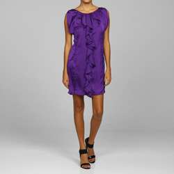 Jessica Simpson Womens Purple Center Ruffle Shift Dress  Overstock 