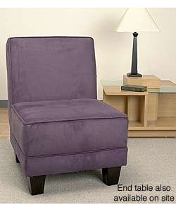Welted Slipper Chair Sueded Eggplant  