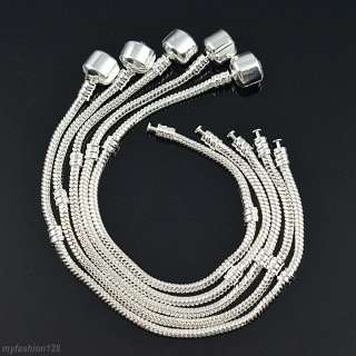   Silver Snake Chain European Charm Bracelets Fit European Beads  