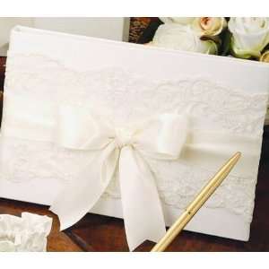 Chantilly Lace White Guest Book with White Satin Ribbon Beverly Clark 