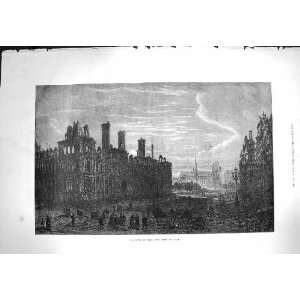  1871 Ruins Paris France Hotel De Ville Moonlight Print 