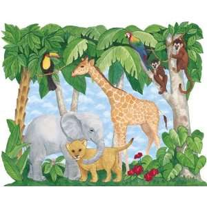 Nursery BABY TROPICAL JUNGLE ANIMALS Wallpaper Mural 