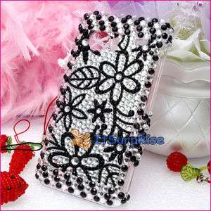   Diamond Black Silver Hard Case Cover For HTC Droid Incredible Phone
