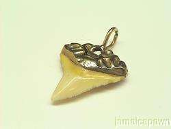 VINTAGE SHARK TOOTH PENDANT top capped 14k YELLOW GOLD  