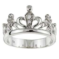 Sterling Silver Cubic Zirconia Queens Crown Ring  Overstock