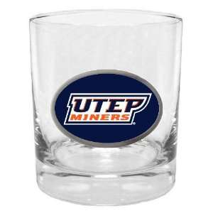  UTEP Team Logo Rocks Glass