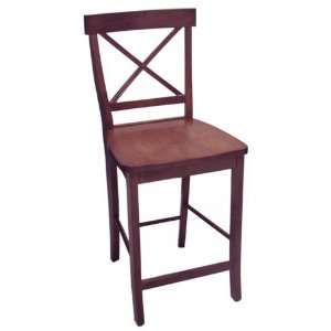  24H Chestnut Finish Crossback Counter Height Stool