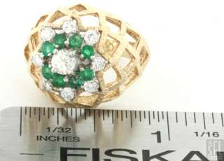   GOLD 1.26CT VS1 CLARITY AND F COLOR DIAMOND EMERALD DOME COCKTAIL RING
