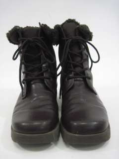 TOTES Brown Leather Lace Up Wool Lined Boots Shoes Sz 8  