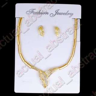 snake clear gold plated necklace earringv1set  