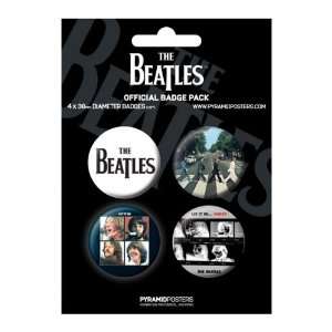 The Beatles   Merchandise   4 Piece Button / Pin Set (Black) (1.5 
